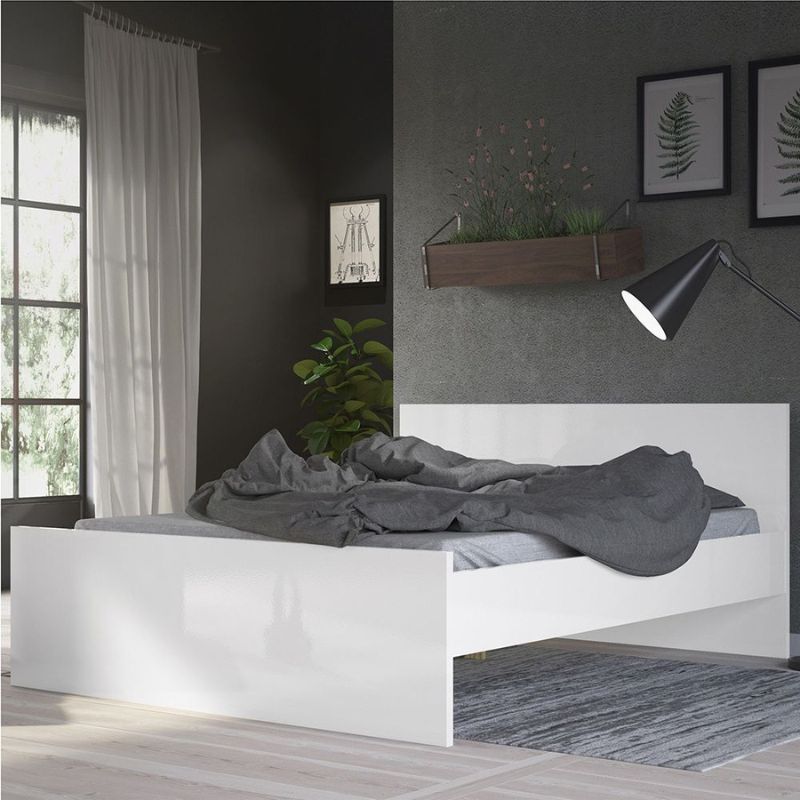 Naia Double Bed 4ft6 (140 x 190) in White High Gloss-Bed-FTG-