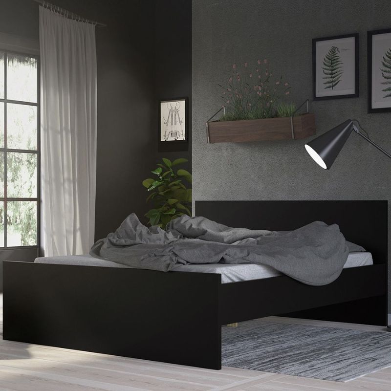 Naia Double Bed 4ft6 (140 x 190) in Black Matt-Bed-FTG-