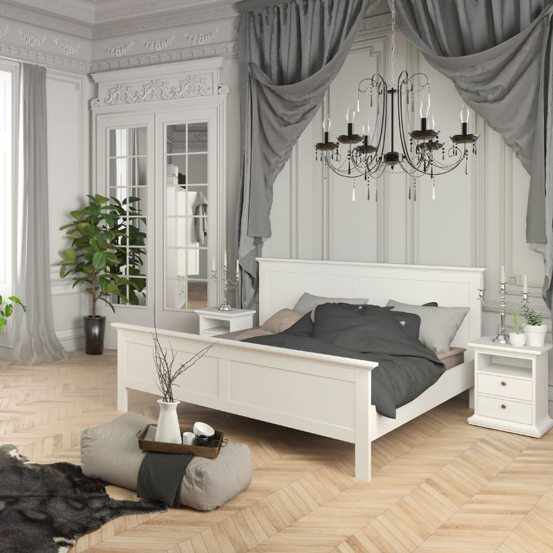 Paris Super King Bed (180 x 200) in White-Bed-FTG-