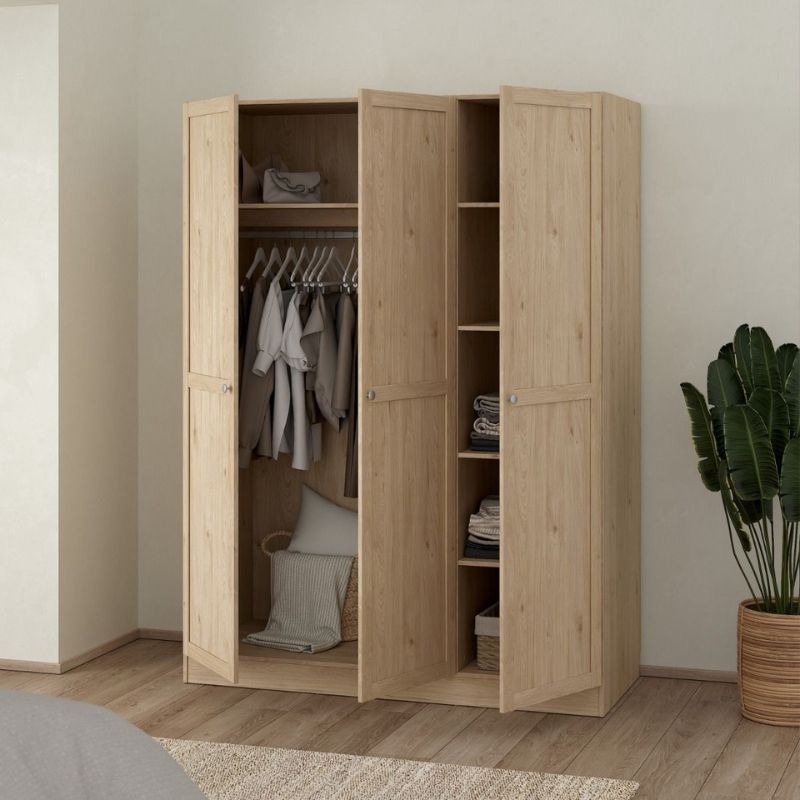 Brande Wardrobe with 3 Frame Doors in Jackson Hickory Oak W 1470 x H 2001 x D 616.9 mm-Wardrobes-FTG-