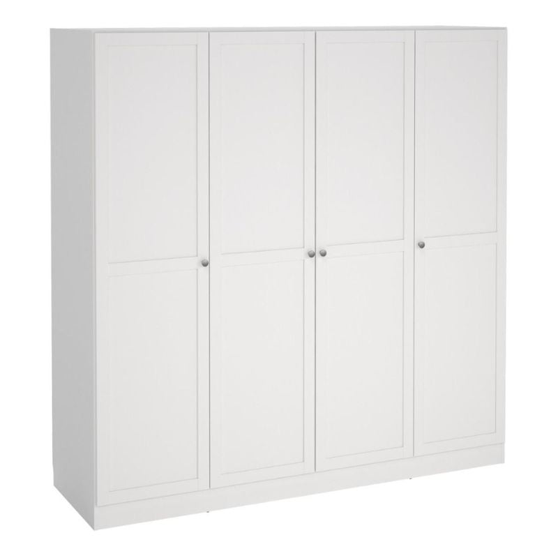 Brande Wardrobe with 4 Frame Doors in White W 1955 x H 2001 x D 616.9 mm-Wardrobes-FTG-