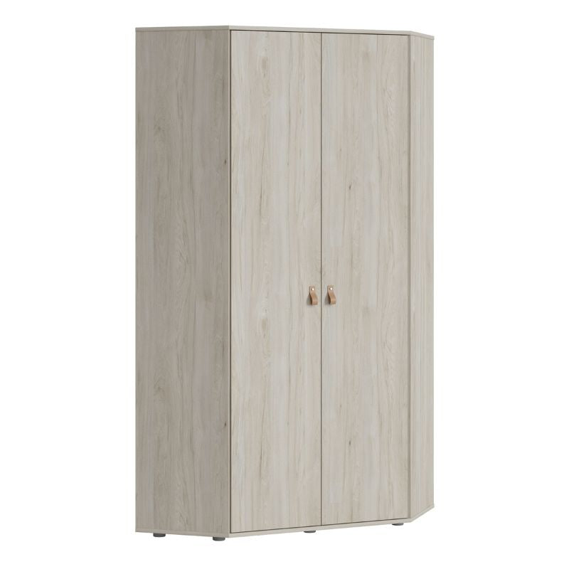 Denim 2 Door Corner Wardrobe in Light Walnut W 990 x H 2057 x D 990 mm-Wardrobes-FTG-