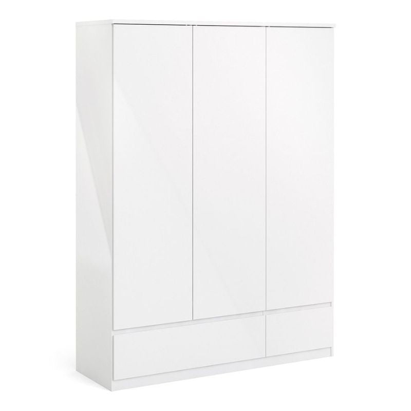 Naia Wardrobe with 3 Doors 2 Drawers in White High Gloss W 1474 x H 2006 x D 50 mm-Wardrobes-FTG-