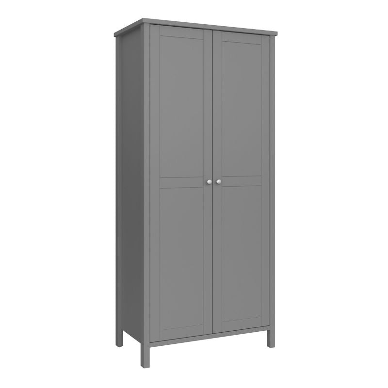 Tromso 2 Door Wardrobe Grey W 890 x H 1950 x D 496 mm-Wardrobes-FTG-