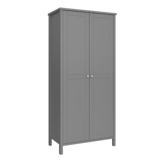 Tromso 2 Door Wardrobe Grey W 890 x H 1950 x D 496 mm-Wardrobes-FTG-