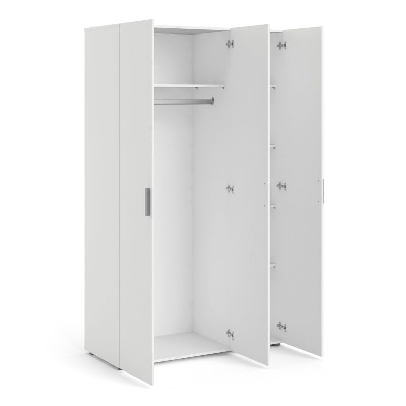 Pepe Wardrobe with 3 Doors in White W 1181 x H 2009 x D 497.5 mm-Wardrobes-FTG-