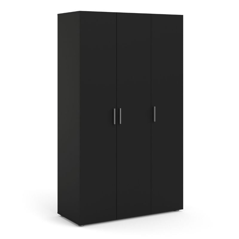 Pepe Wardrobe with 3 Doors in Black W 1181 x H 2009 x D 497.5 mm-Wardrobes-FTG-