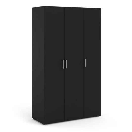 Pepe Wardrobe with 3 Doors in Black W 1181 x H 2009 x D 497.5 mm-Wardrobes-FTG-