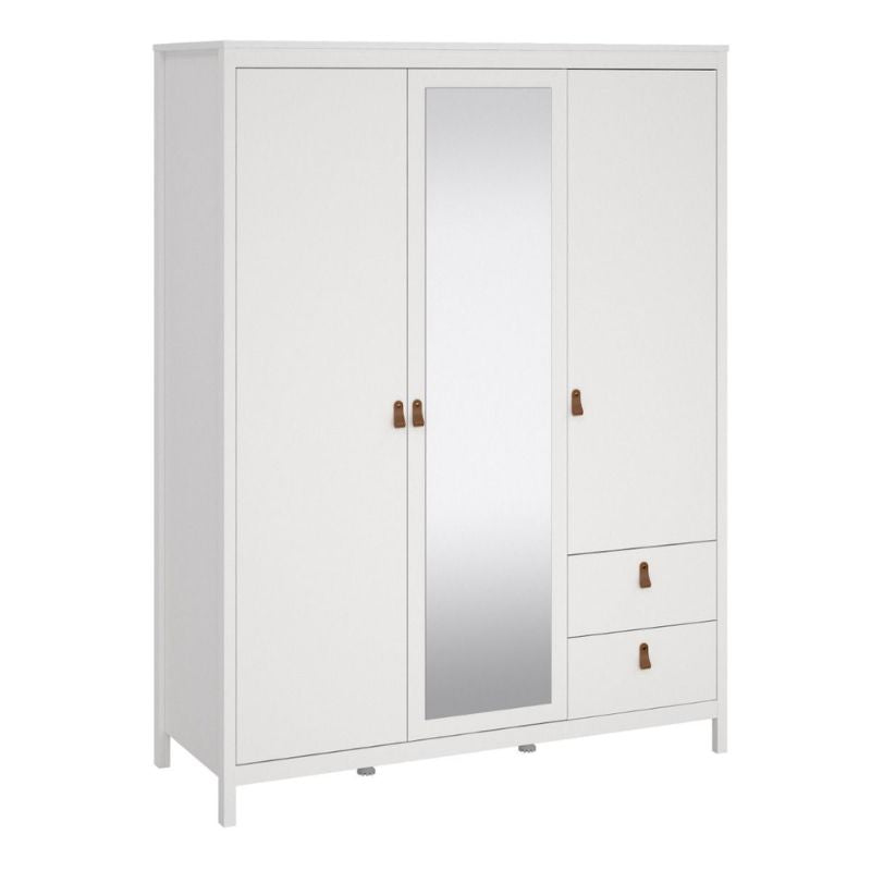 Madrid Wardrobe with 2 Doors 1 Mirror Door 2 Drawers White W 1500 x H 1990 x D 584 mm-Wardrobes-FTG-