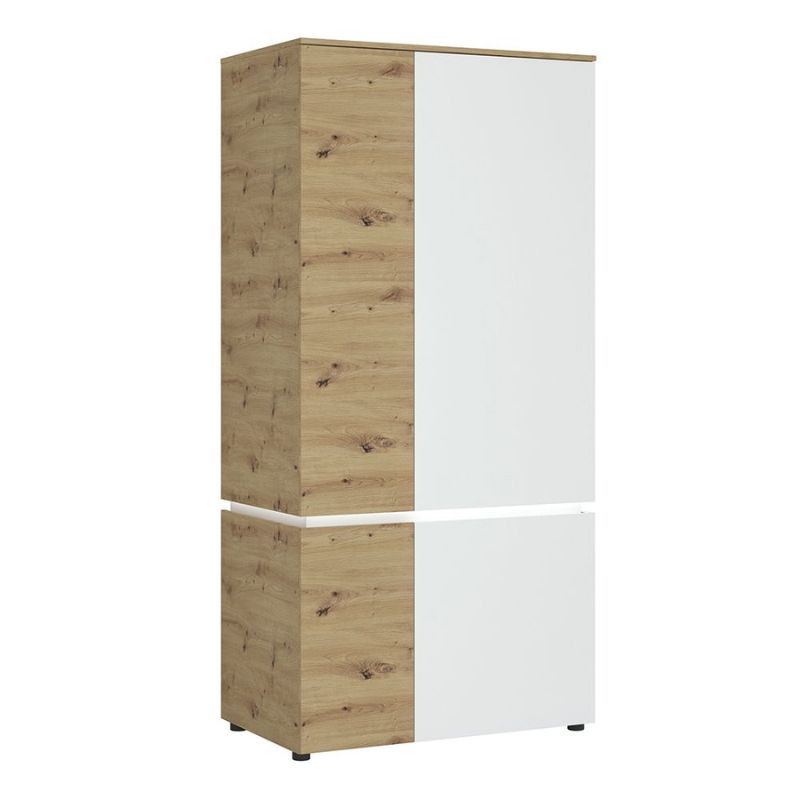 Luci 4 Door Wardrobe (including LED lighting) in White and Oak W 954 x H 1990 x D 580 mm-Wardrobes-FTG-