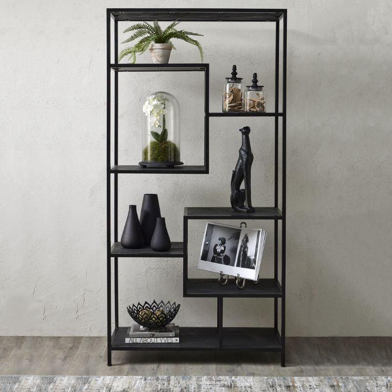 Large Black Multi Shelf Unit 40L x 100W x 200H-Display Units-Hill Interiors-