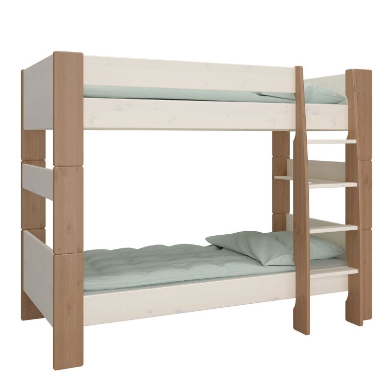 Steens For Kids Bunk Bed Whitewash Grey and Brown Lacquered W 2074 x H 1643 x D 1115 mm-Bunk Beds-FTG-