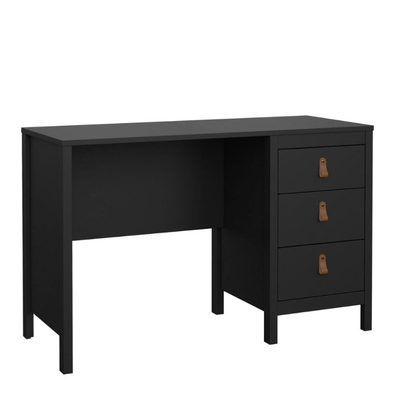 Barcelona Desk 3 Drawers in Matt Black W 1204 x H 765 x D 480 mm-Desks-FTG-