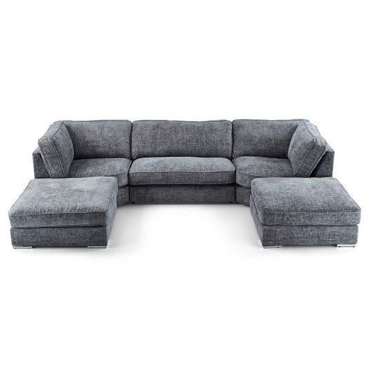 Ashby U Shaped Fabric Sofa Grey-Sofa-Heartlands Furniture-