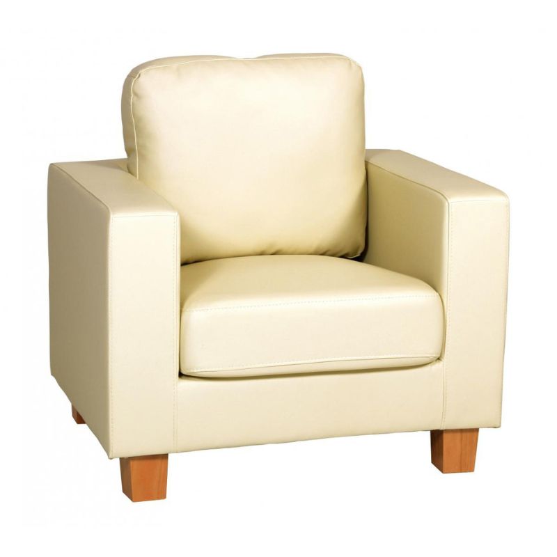 Chesterfield 1 Seater Sofa PU 840W x 750D x 820H-Arm Chair-Heartlands Furniture-Cream-