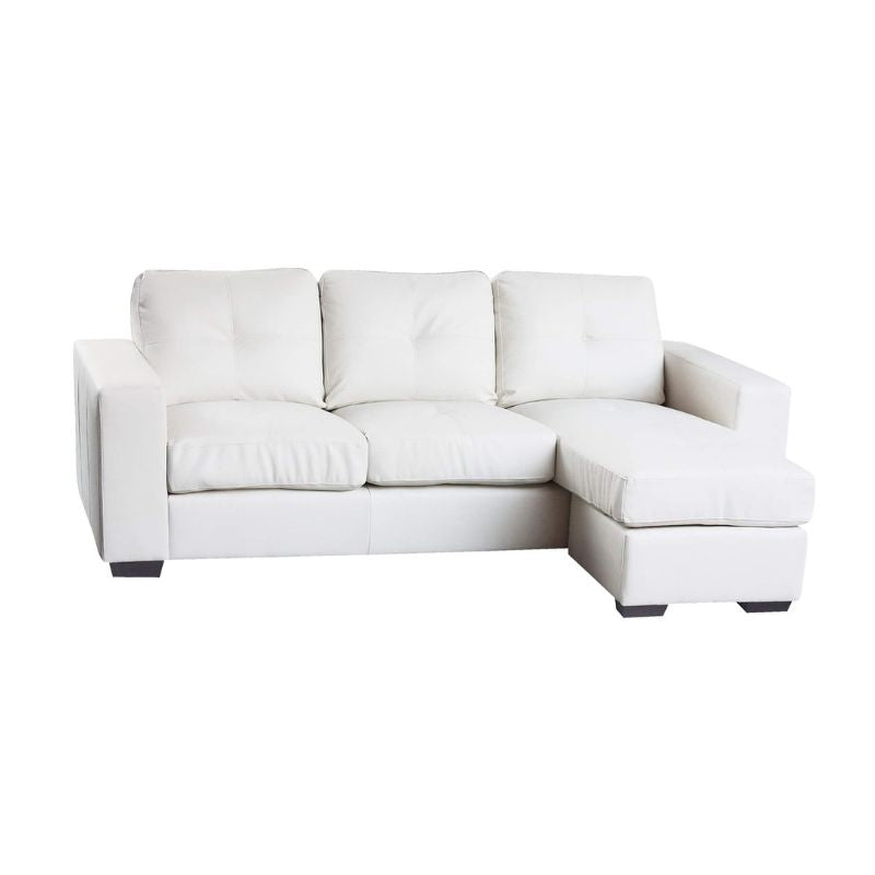 Diego Chaise Sofa Full Bonded Leather 2240W x 890D x 870H-Sofa-Heartlands Furniture-White-