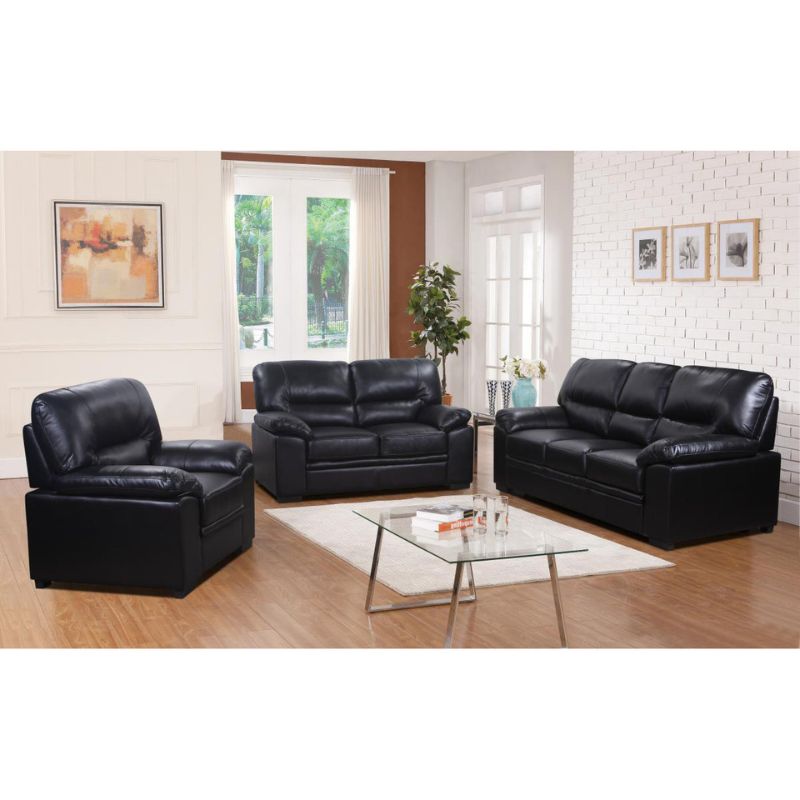 Rachel Sofa LeatherGel & PU 3 Seater-Sofa-Heartlands Furniture-Black-