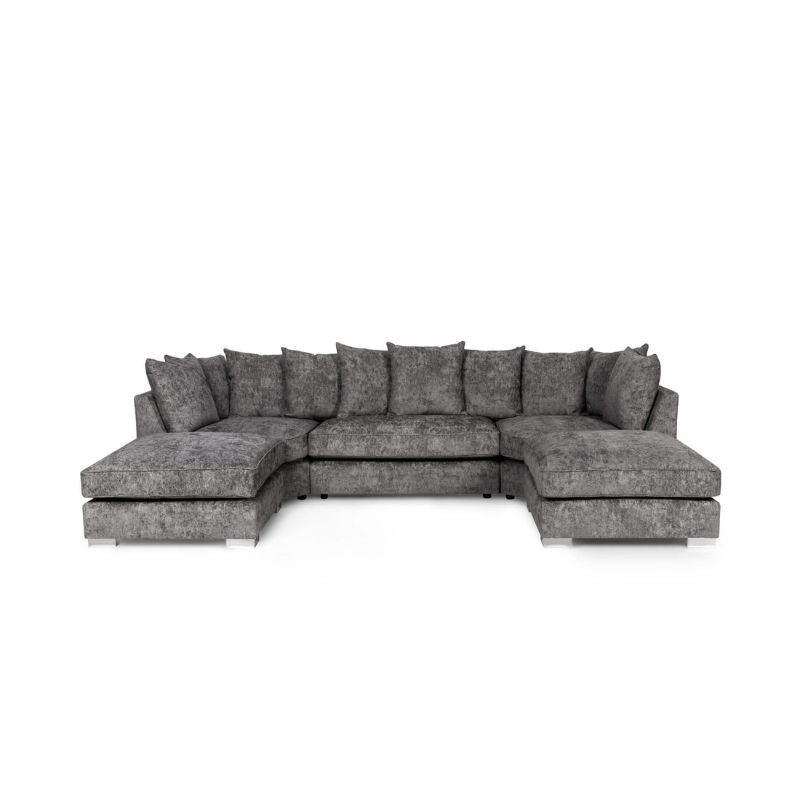 Repton U Shaped Fabric Sofa Grey-Sofa-Heartlands Furniture-