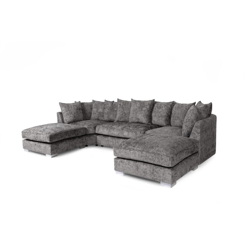 Repton U Shaped Fabric Sofa Grey-Sofa-Heartlands Furniture-