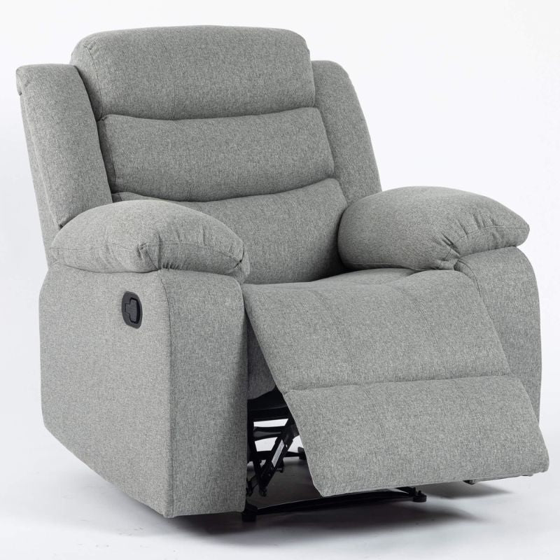 Turin Recliner Fabric 1 Seater Grey 960W x 970D x 1020H-Sofa-Heartlands Furniture-