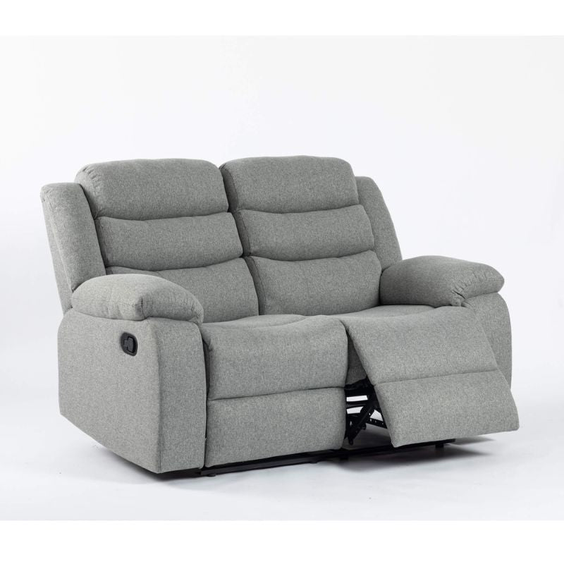 Turin Recliner Fabric 2 Seater Grey 1520W x 970D x 1020H-Sofa-Heartlands Furniture-