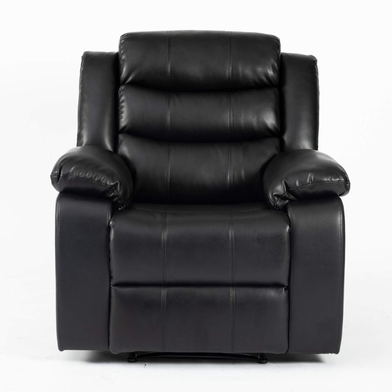 Turin Recliner Leather Aire 1 Seater Black 960W x 970D x 1020H-Sofa-Heartlands Furniture-Black-