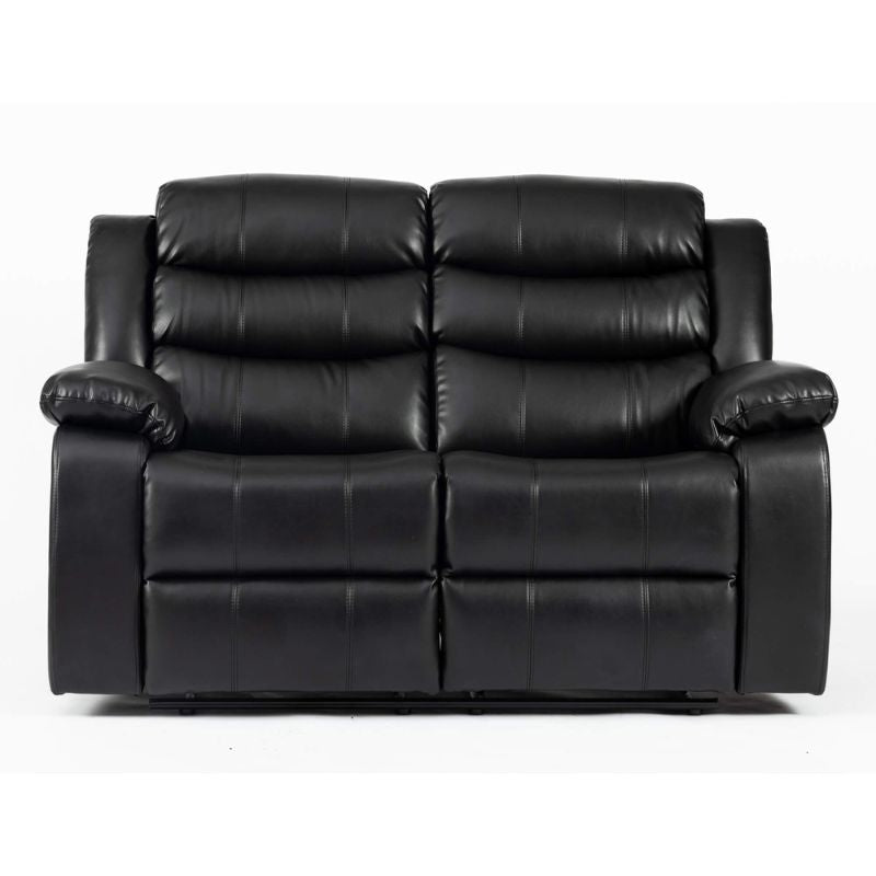 Turin Recliner Leather Aire 2 Seater Black 1520W x 970D x 1020H-Sofa-Heartlands Furniture-