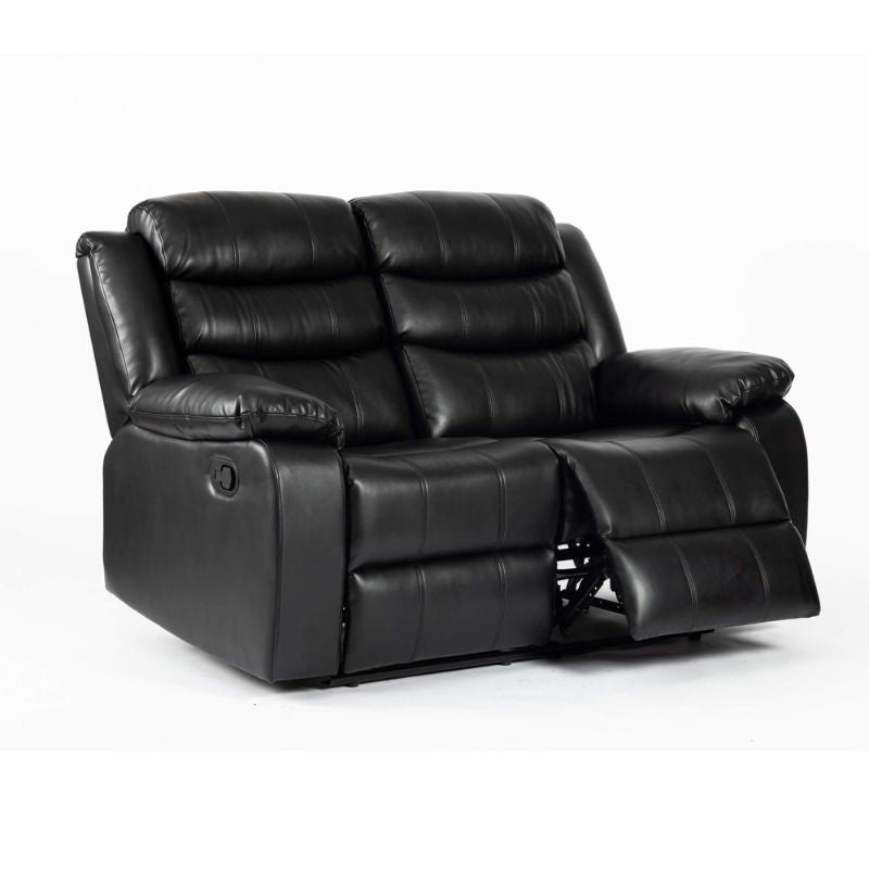 Turin Recliner Leather Aire 2 Seater Black 1520W x 970D x 1020H-Sofa-Heartlands Furniture-