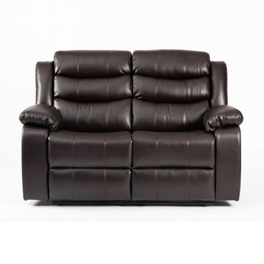 Turin Recliner Leather Aire 2 Seater Brown 1520W x 970D x 1020H-Sofa-Heartlands Furniture-