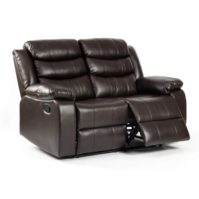 Turin Recliner Leather Aire 2 Seater Brown 1520W x 970D x 1020H-Sofa-Heartlands Furniture-