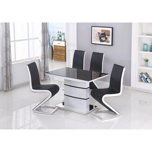 Aldridge Small High Gloss Dining Table White with Black Glass Top 1200W x 750D x 760H-Dining Tables-Heartlands Furniture-