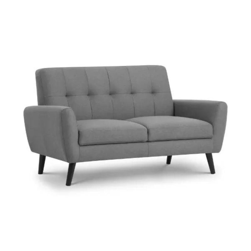 Monza 2 Seater Compact Retro Sofa H 83cm L 146cm W 81cm-Sofa-Julian Bowen-Grey Linen-