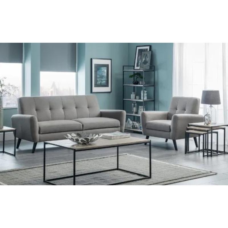 Monza 2 Seater Compact Retro Sofa H 83cm L 146cm W 81cm-Sofa-Julian Bowen-Grey Linen-