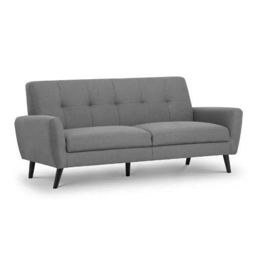 Monza 3 Seater Compact Retro Sofa H 83cm L 192cm W 81cm-Sofa-Julian Bowen-Grey Linen-