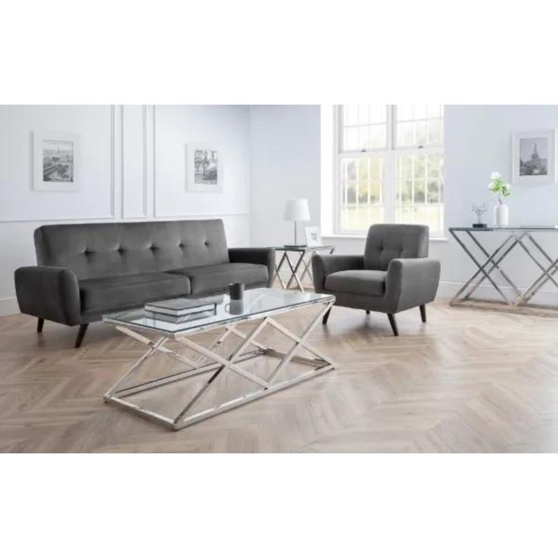 Monza 3 Seater Compact Retro Sofa H 83cm L 192cm W 81cm-Sofa-Julian Bowen-Grey Linen-