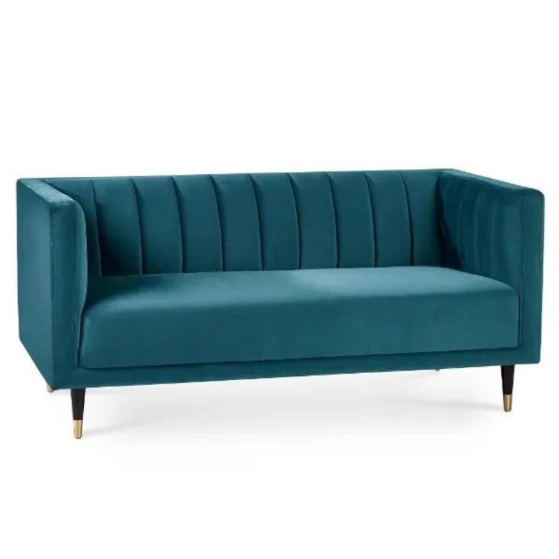 Salma Scalloped Back 2 Seater - Teal H 75cm L 65cm W 165cm-Sofa-Julian Bowen-