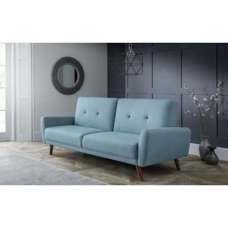 Monza Fabric Sofa Bed H 87cm L 221cm W 87 (112cm)cm-Sofa beds-Julian Bowen-Blue Linen-