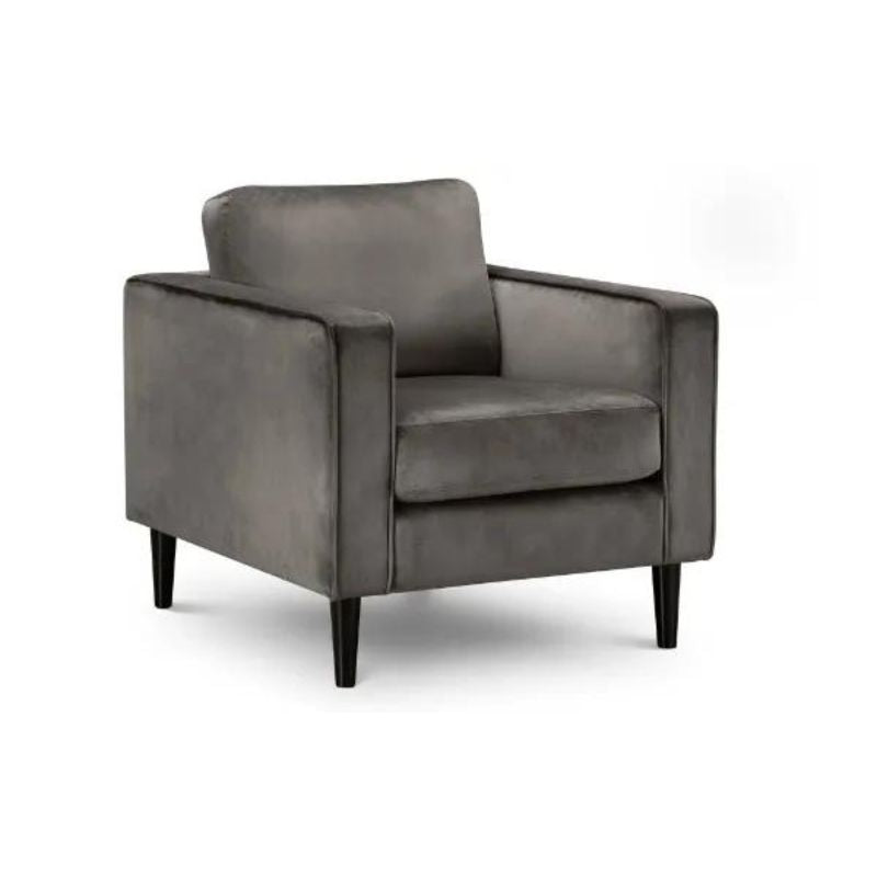 Hayward Armchair H 86cm L 86cm W 89cm-Arm Chair-Julian Bowen-Grey Velvet-