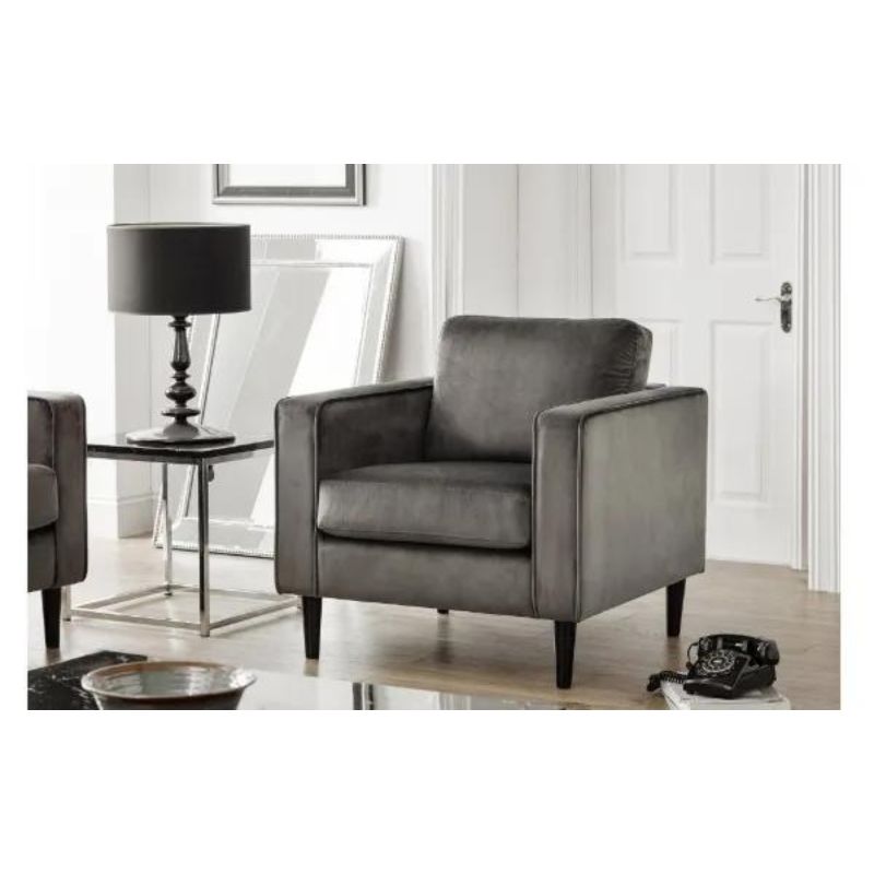 Hayward Armchair H 86cm L 86cm W 89cm-Arm Chair-Julian Bowen-Grey Velvet-