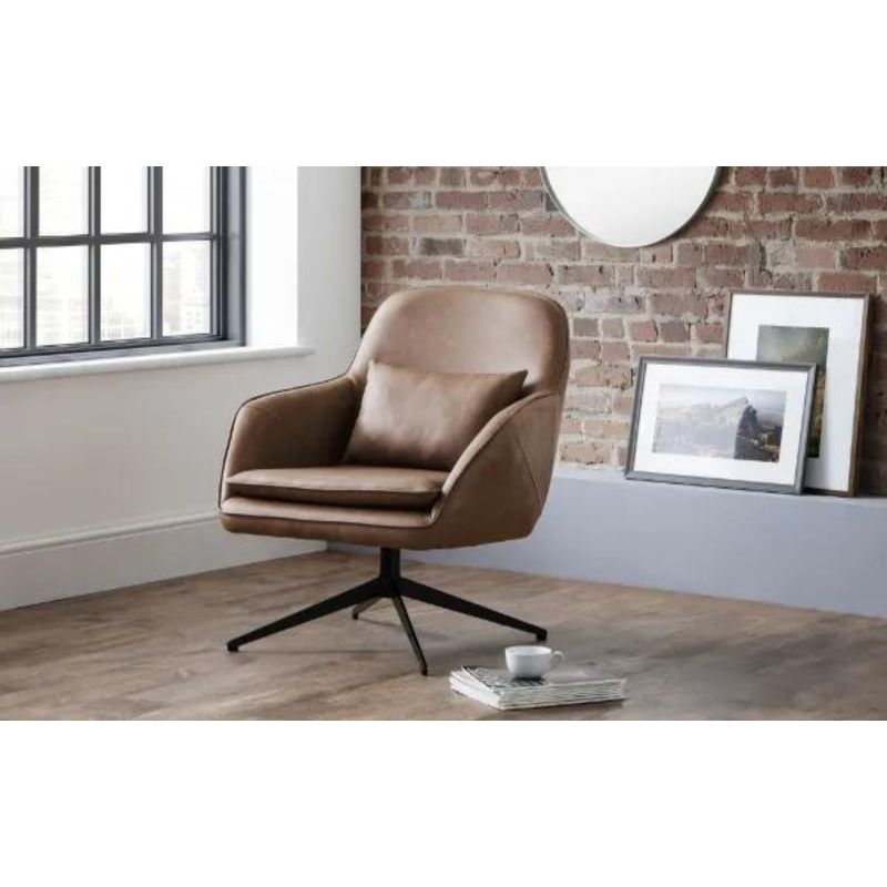 Bowery Swivel Chair H 85cm L 73cm W 73cm-Accent Chairs-Julian Bowen-