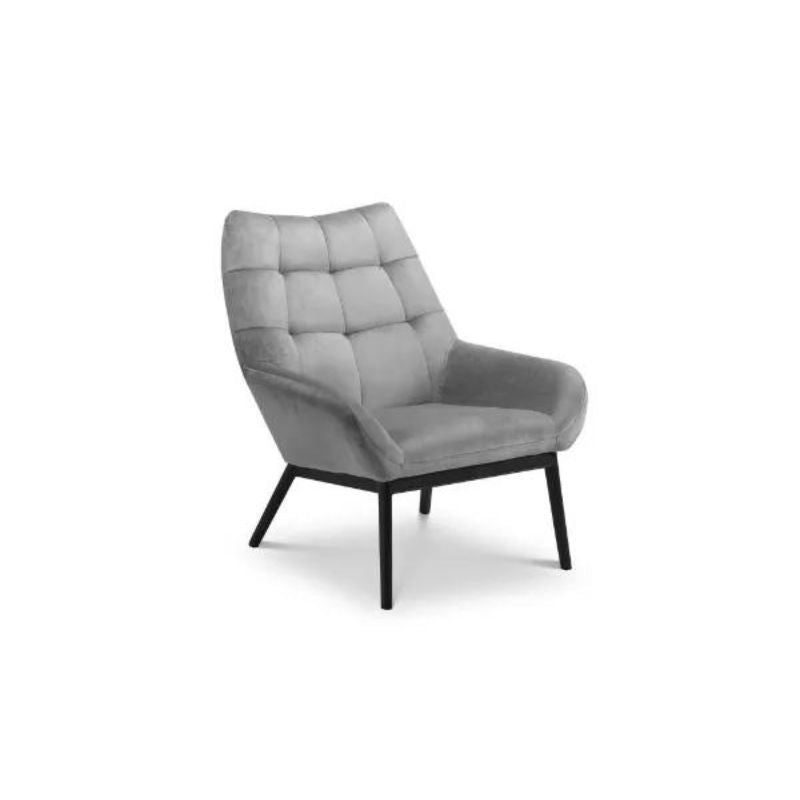 Lucerne Velvet Chair - Grey H 88cm L 76cm W 81cm-Accent Chairs-Julian Bowen-