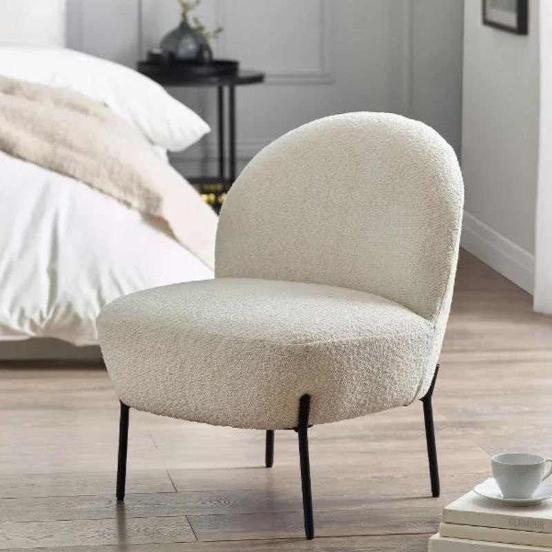 Lulu Boucle Accent Chair H 77cm L 60cm W 64cm-Accent Chairs-Julian Bowen-