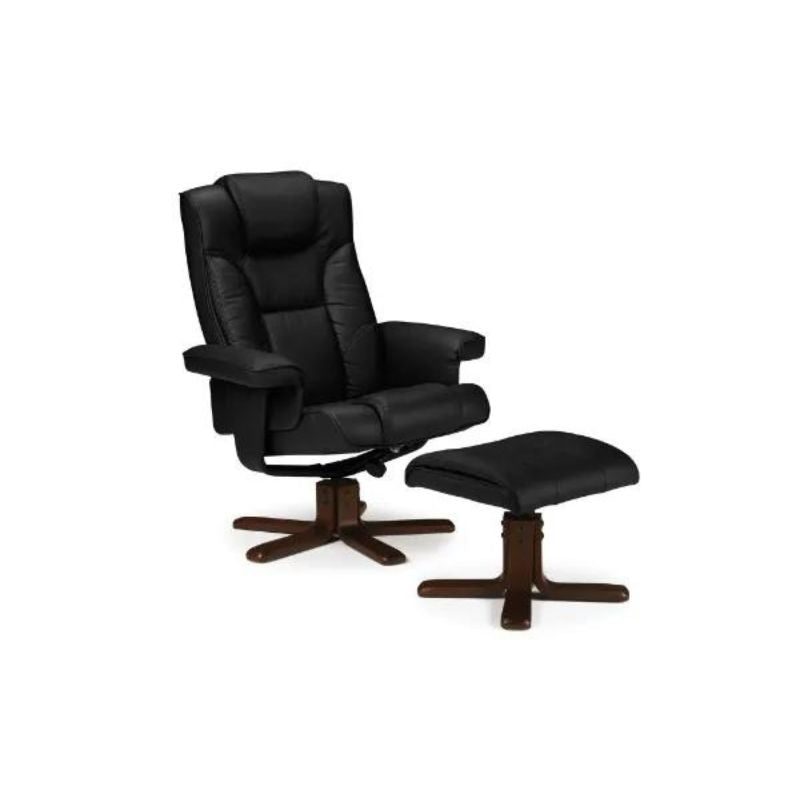 Malmo Swivel Recliner & Stool H 105cm L 83cm W 82cm-Recliners-Julian Bowen-Brown Faux Leather-