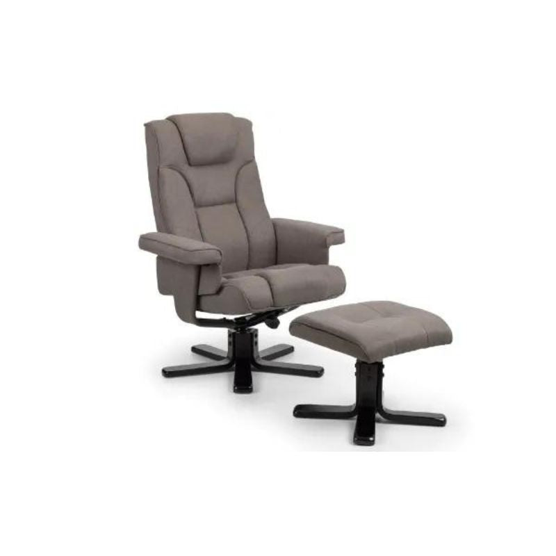 Malmo Swivel Recliner & Stool H 105cm L 83cm W 82cm-Recliners-Julian Bowen-Brown Faux Leather-