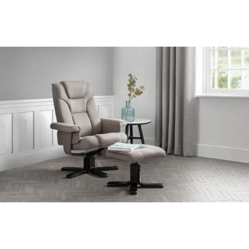 Malmo Swivel Recliner & Stool H 105cm L 83cm W 82cm-Recliners-Julian Bowen-Brown Faux Leather-