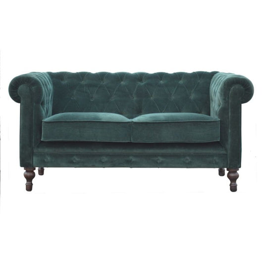 Emerald Green Velvet Chesterfield H 76cm W 150cm D 80cm-Sofa-Artisan Furniture-