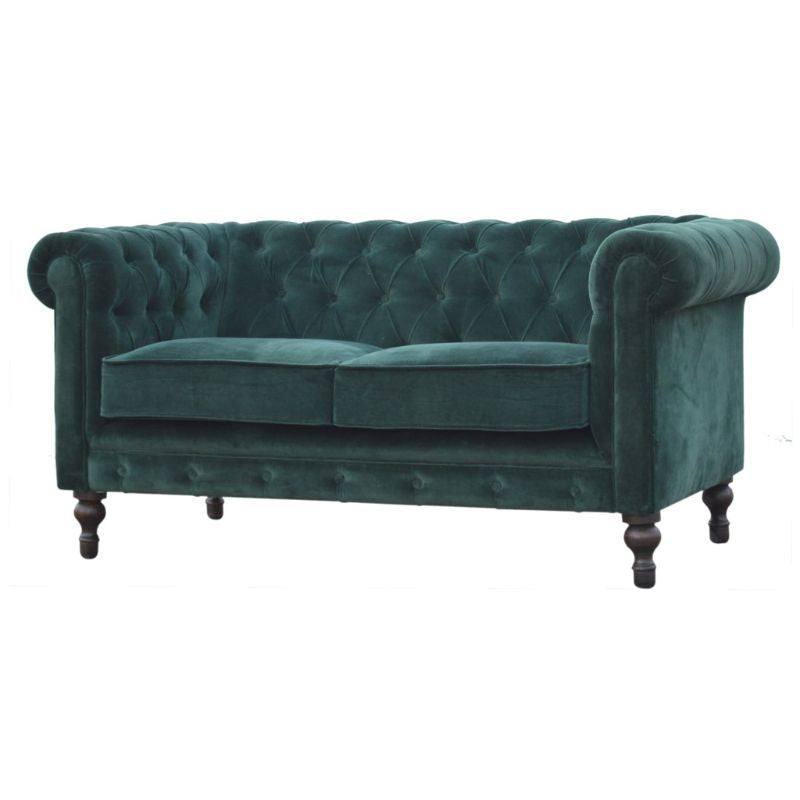 Emerald Green Velvet Chesterfield H 76cm W 150cm D 80cm-Sofa-Artisan Furniture-