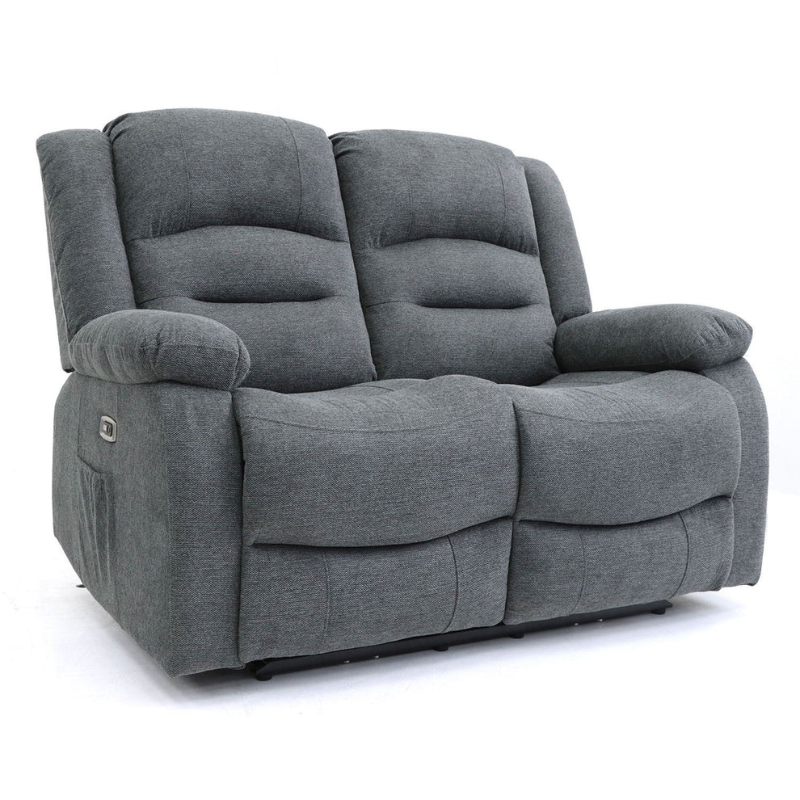 Alva 2 Seater Graphite Electric Recliner Sofa – Faux Leather with USB-C, Cup Holders & Storage