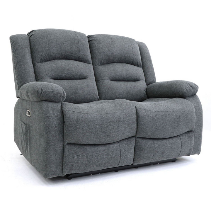 Alva 2 Seater Graphite Electric Recliner Sofa – Faux Leather with USB-C, Cup Holders & Storage