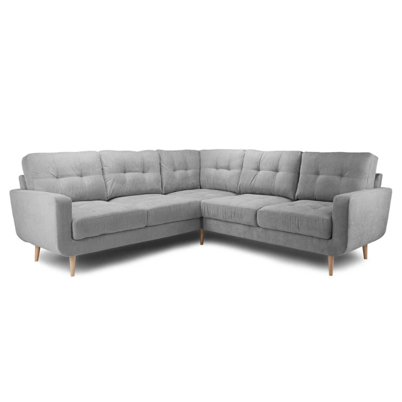 Aurora Grey Large Corner Sofa – Tufted Design with Foam-Filled Cushions & Solid Wood Frame